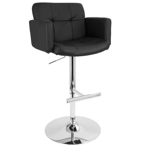 Stout Adjustable Swivel Barstool and Black Faux Leather, Lumisource, Mfr#: BS-TW-STOUT BK